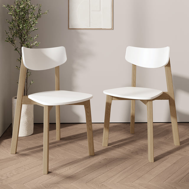 Dining Chair Vega Set of 2, Oak/White