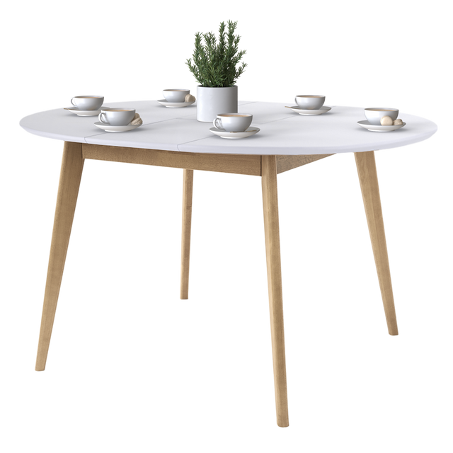 Dining Table 'Orion Classic Plus' 100-130 cm, Oak/White