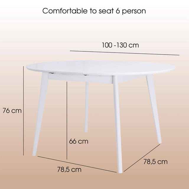 Dining Table 'Orion Classic Plus' 100-130 cm, White