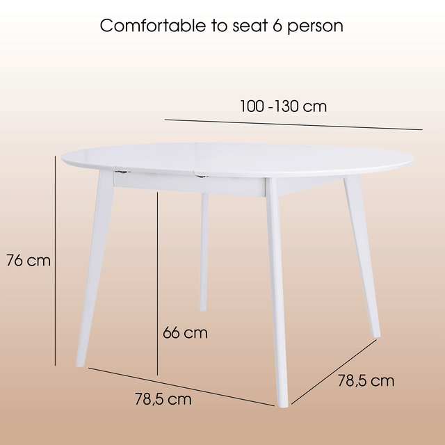 Dining Table 'Orion Classic Plus' 100-130 cm, White