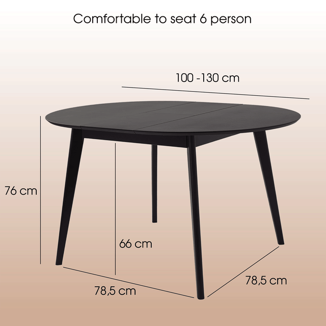 Dining Table 'Orion Classic Plus' 100-130 cm, Black