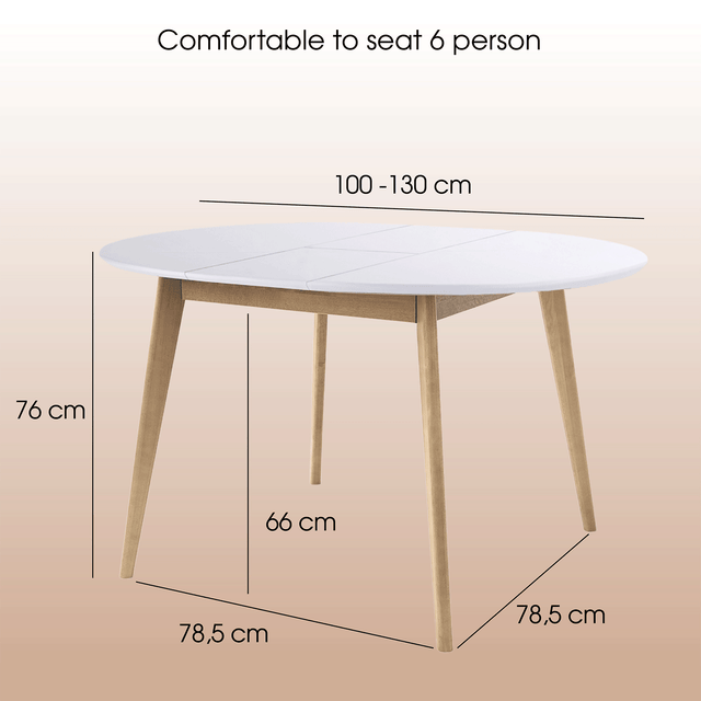 Dining Table 'Orion Classic Plus' 100-130 cm, Oak/White