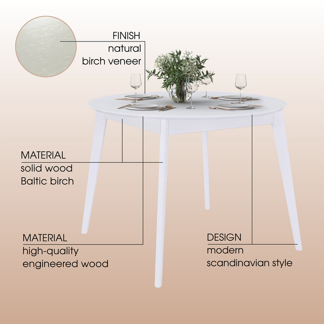 Dining Table 'Orion Classic' 100 cm, White