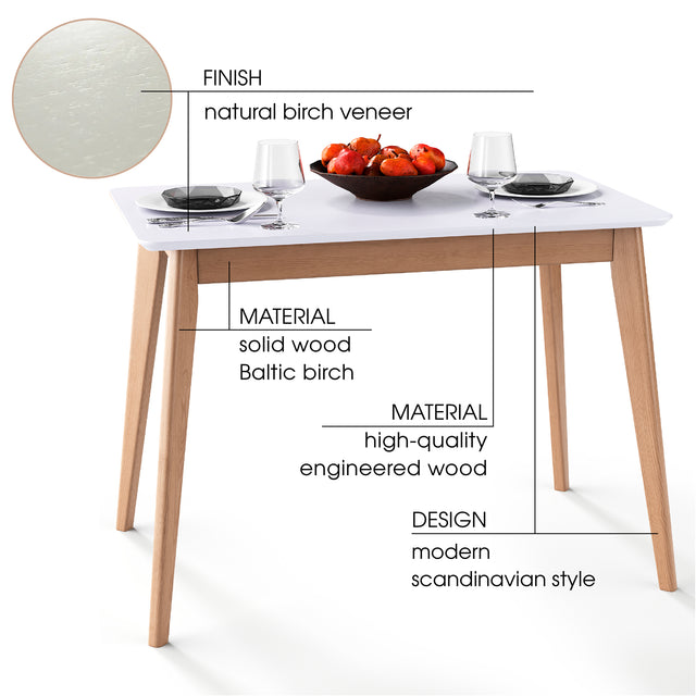 Dining Table 'Pegasus Classic' 102х61 cm, Oak/White