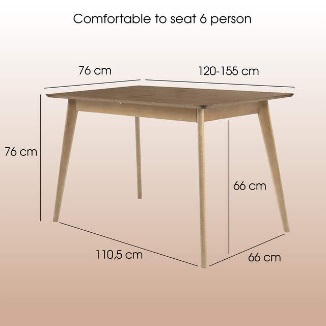 Dining Table 'Pegasus Classic Plus' (120-155)х76 cm, Oak