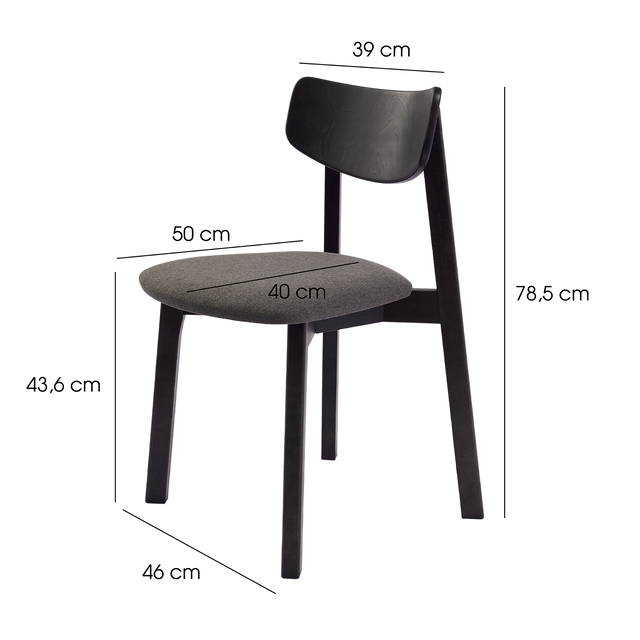Dining Chair Vega Set of 2, Black/Gray