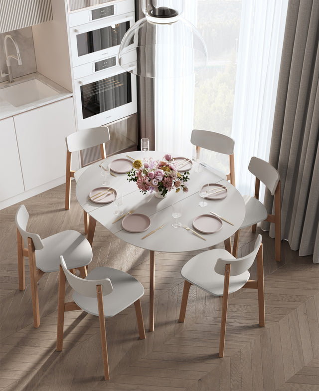 Dining Table 'Orion Classic Plus' 100-130 cm, Oak/White