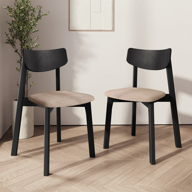 Dining Chair Vega Set of 2, Black/Caramel