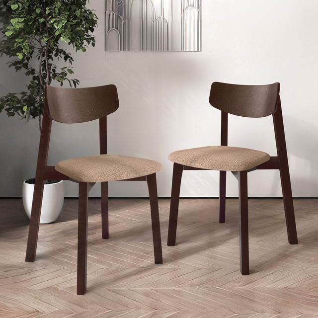 Dining Chair Vega Set of 2, Walnut/Sand