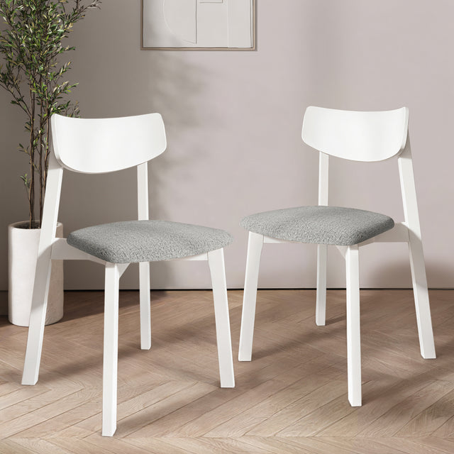 Dining Chair Vega Set of 2, White/Silver