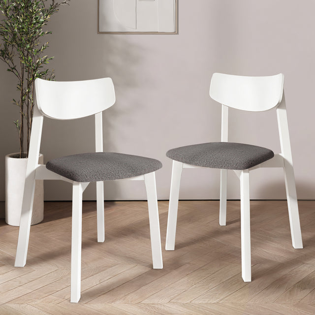 Dining Chair Vega Set of 2, White/Grey