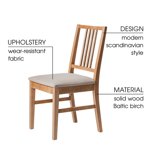Dining Chair Capella Set of 2, Oak/Caramel