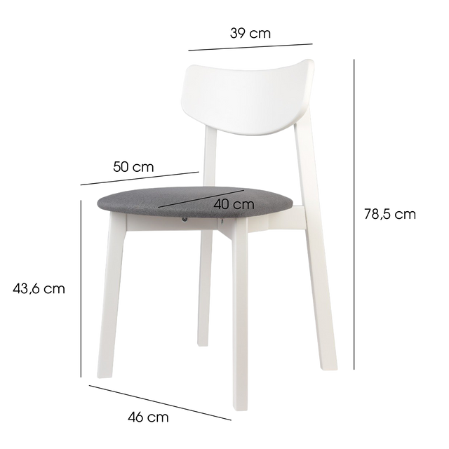 Dining Chair Vega Set of 2, White/Grey