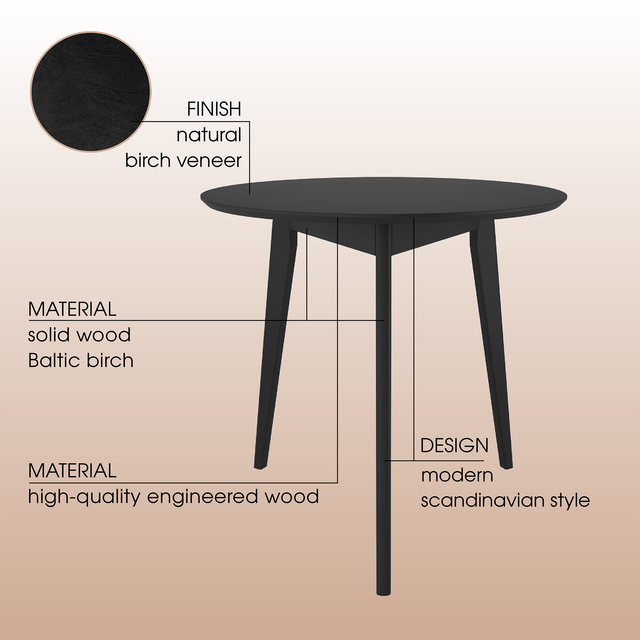 Dining Table 'Orion Light' 79 cm, Black