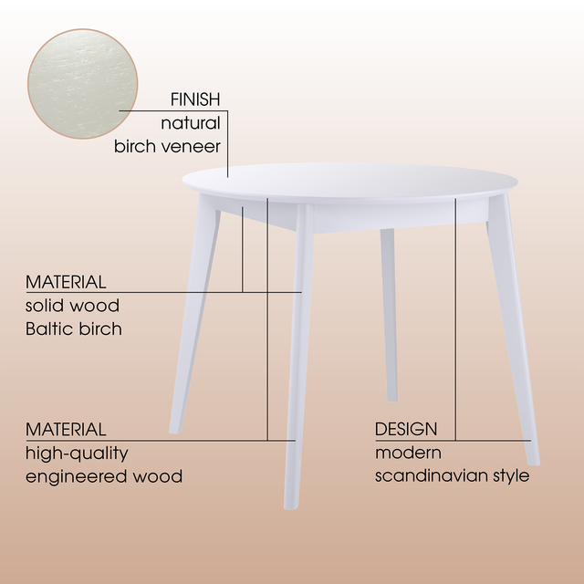 Dining Table 'Orion Classic' 94 cm, White