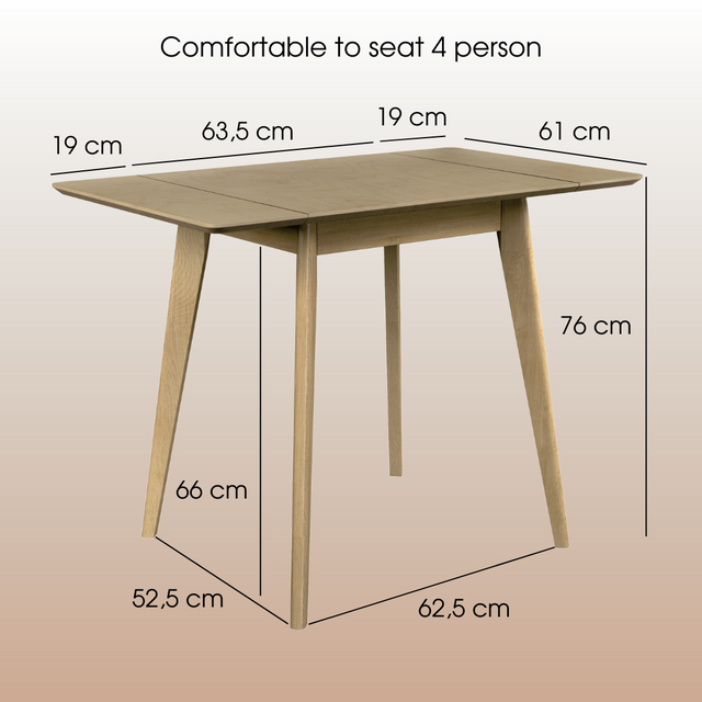 Valgomojo stalas „Pegasus Classic Drop Leaf“ (64-102) х61 cm, ąžuolas