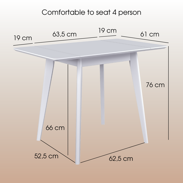 Dining Table 'Pegasus Classic Drop Leaf' (64-102)х61 cm, White