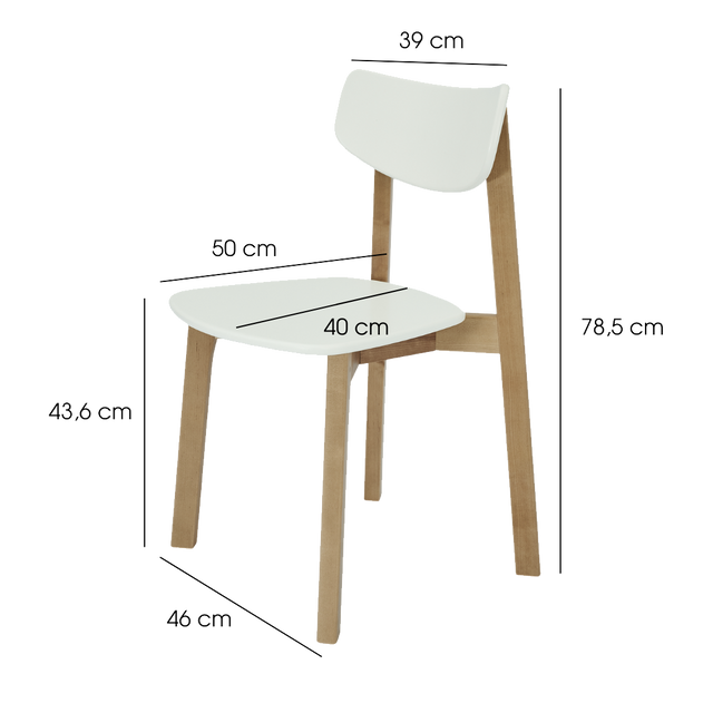 Dining Chair Vega Set of 2, Oak/White