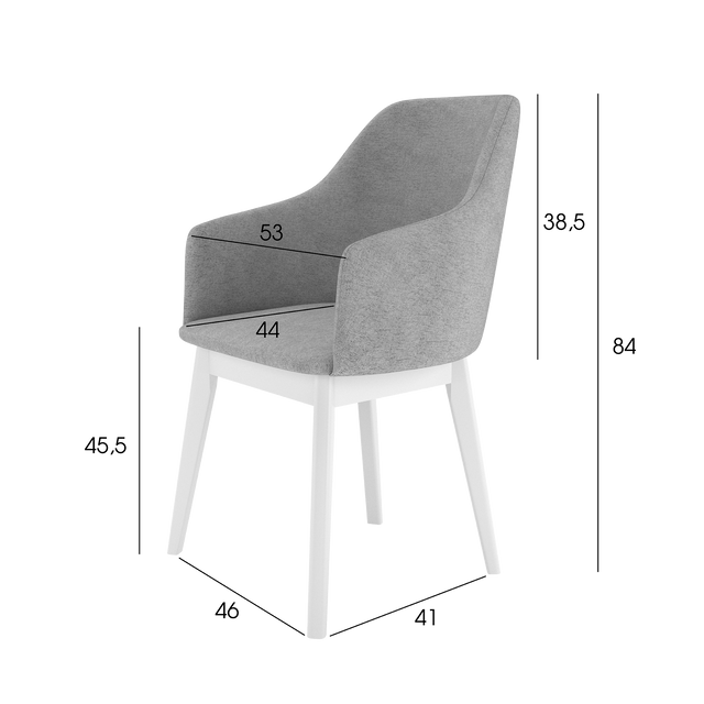 Dining Chair KAF Set of 2, White/Silver