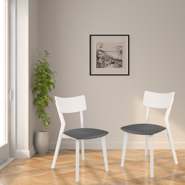 Dining Chair Minkar Set of 2, White/Grey