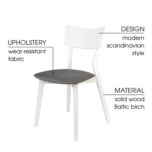 Dining Chair Minkar Set of 2, White/Grey