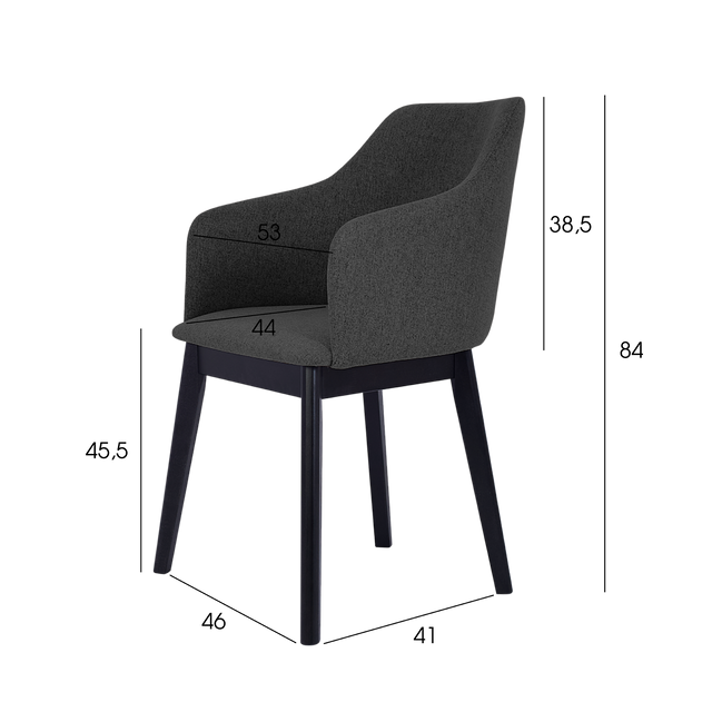 Dining Chair KAF Set of 2, Black/Grey