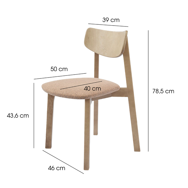 Dining Chair Vega Set of 2, Oak/Sand