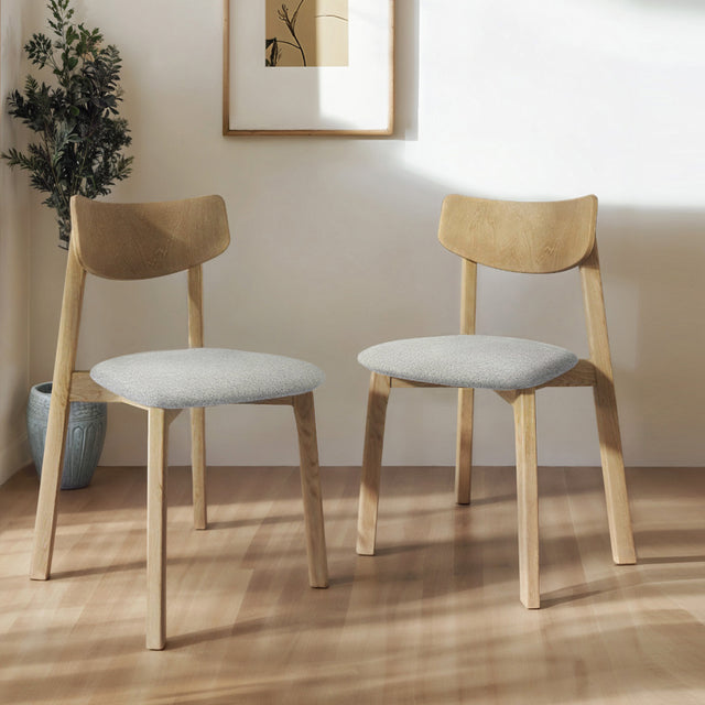 Dining Chair Vega Set of 2, Oak/Silver