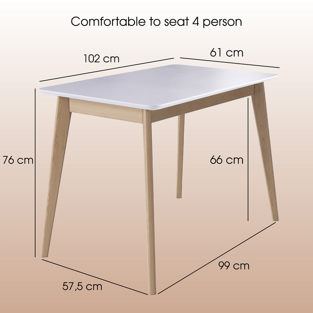 Dining Table 'Pegasus Classic' 102х61 cm, Oak/White