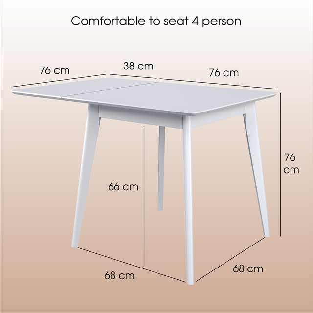 Dining Table 'Pegasus Classic Drop Leaf' (76-114)х76 cm, White