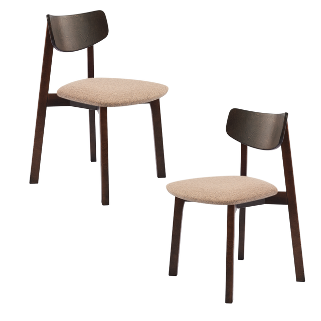 Dining Chair Vega Set of 2, Walnut/Sand