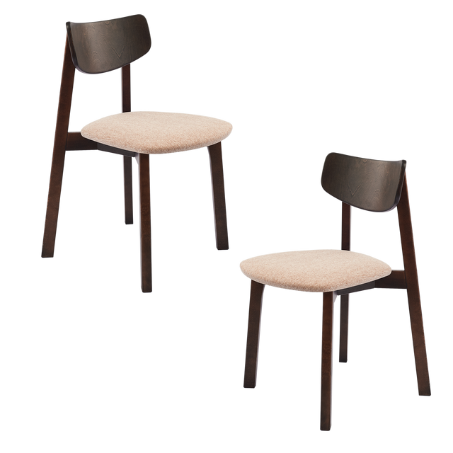 Dining Chair Vega Set of 2, Walnut/Caramel