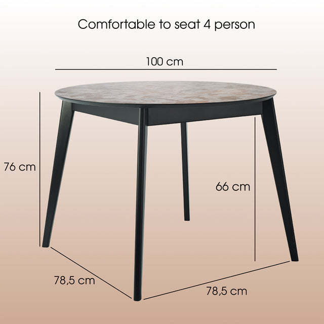 Dining Table 'Orion Classic' 100 cm, Black/Bulat