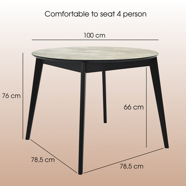 Valgomojo stalas „Orion Classic“ 100 cm, juodas/didmiestis