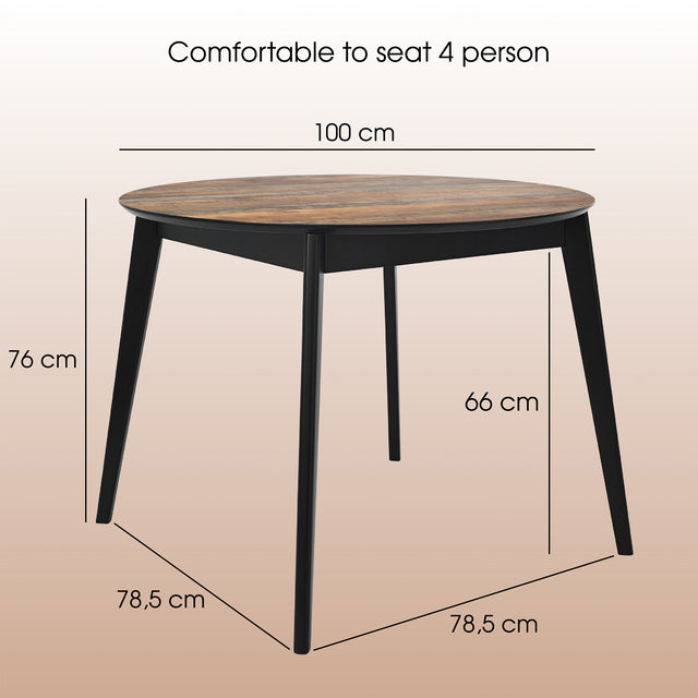 Valgomojo stalas „Orion Classic“ 100 cm, juoda/translvaniya