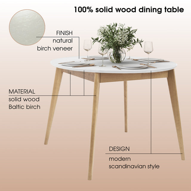 Dining Table 'Orion Classic' 100 cm, Oak/White