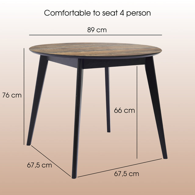 Dining Table 'Orion Classic' 89 cm, Black/Transilvaniya