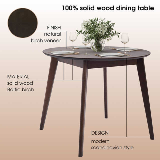 Dining Table 'Orion Classic' 89 cm, Walnut