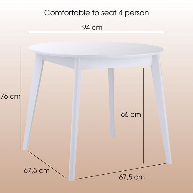 Valgomojo stalas „Orion Classic“ 94 cm, balta